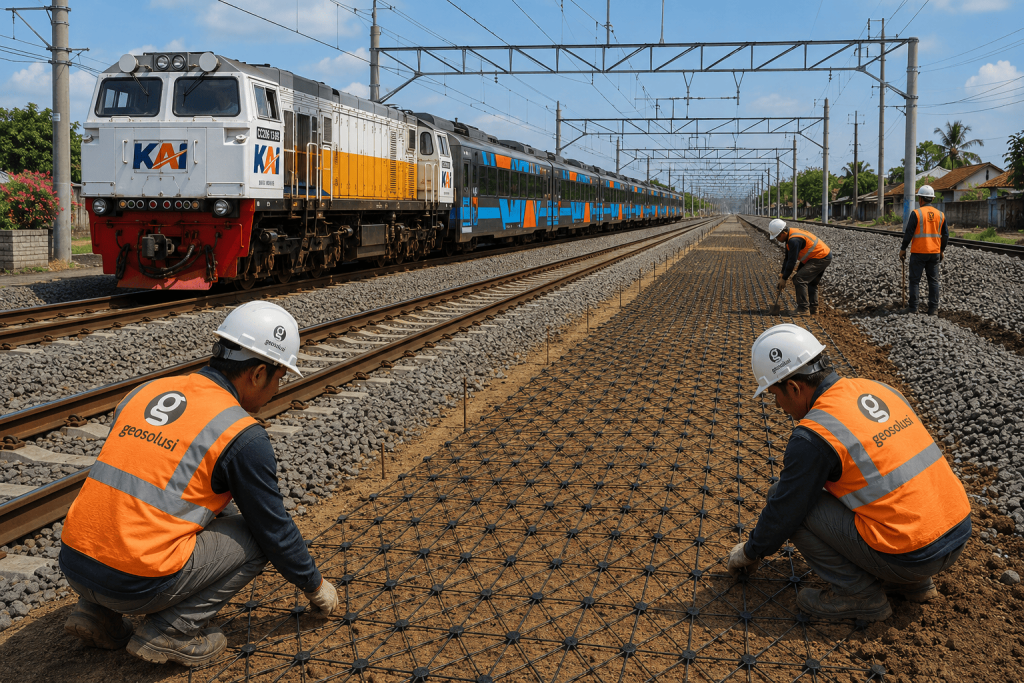 Geogrid untuk Perkuatan Rel Kereta Api