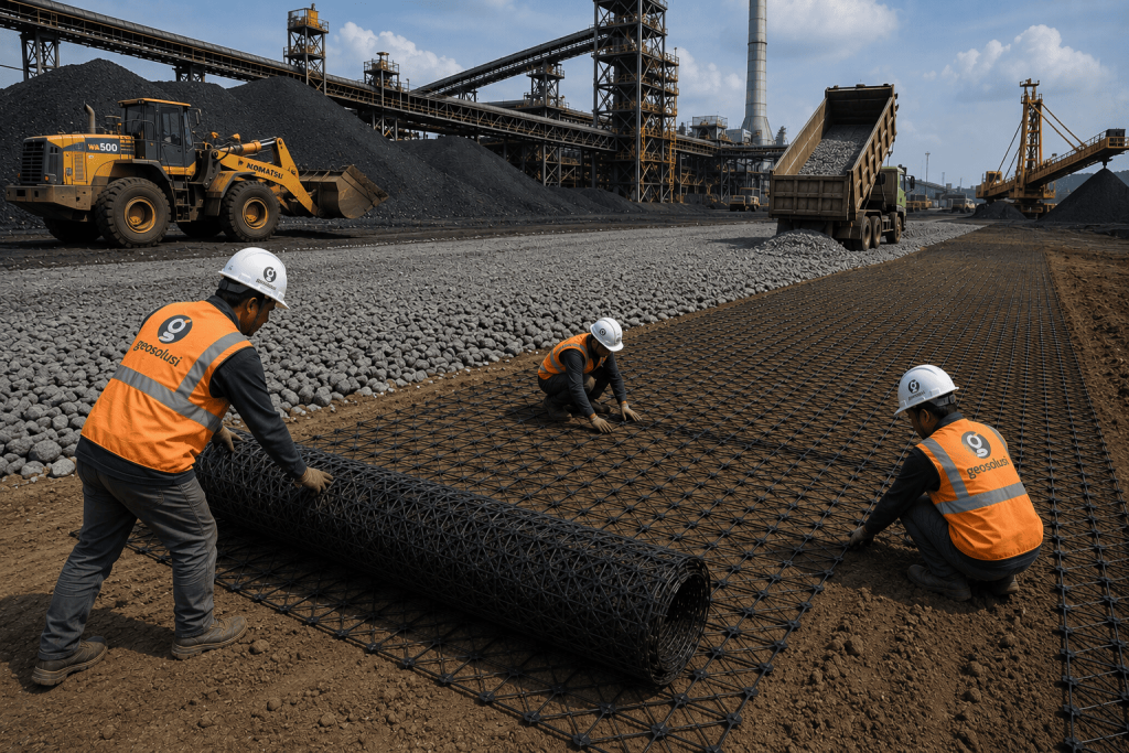Geogrid untuk Stockpile Batu Bara